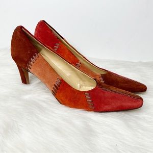 Salvatore Ferragamo suede patch heels vintage 8A